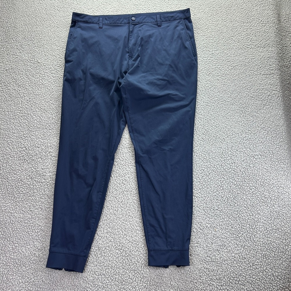 Rhone Pants Men's Medium Navy Pockets Commuter Tapered Leg Ankle Zip Chino‎